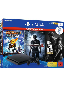 Приставка Sony PlayStation 4 Slim 1TB Black (CUH-2216B) + Uncharted 4 + The Last of Us + Ratchet & Clank